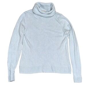 J.Crew Light Blue Ribbed Turtleneck Sweater Women's XL Merino Wool Blend